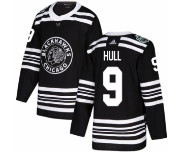 Youth Adidas Chicago Blackhawks #9 Bobby Hull Authentic Black 2019 Winter Classic NHL Jersey