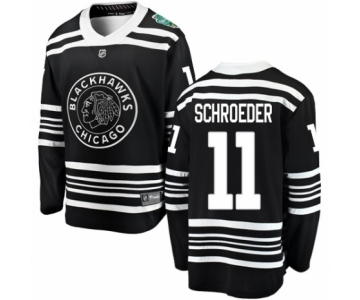 Youth Chicago Blackhawks #11 Jordan Schroeder Black 2019 Winter Classic Fanatics Branded Breakaway NHL Jersey