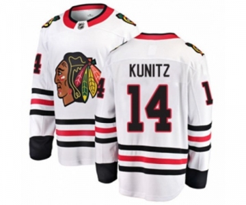 Youth Chicago Blackhawks #14 Chris Kunitz Authentic White Away Fanatics Branded Breakaway NHL Jersey