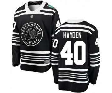 Youth Chicago Blackhawks #40 John Hayden Black 2019 Winter Classic Fanatics Branded Breakaway NHL Jersey