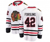 Youth Chicago Blackhawks #42 Gustav Forsling Fanatics Branded White Away Breakaway NHL Jersey