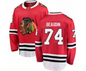 Youth Chicago Blackhawks #74 Nicolas Beaudin Authentic Red Home Fanatics Branded Breakaway NHL Jersey