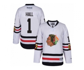 Youth Reebok Chicago Blackhawks #1 Glenn Hall Authentic White 2017 Winter Classic NHL Jersey