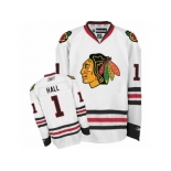 Youth Reebok Chicago Blackhawks #1 Glenn Hall Authentic White Away NHL Jersey