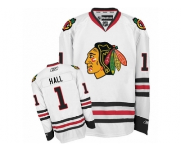 Youth Reebok Chicago Blackhawks #1 Glenn Hall Authentic White Away NHL Jersey