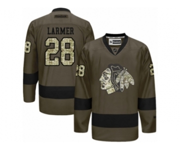 Youth Reebok Chicago Blackhawks #28 Steve Larmer Premier Green Salute to Service NHL Jersey