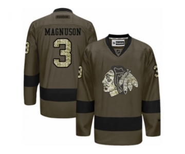 Youth Reebok Chicago Blackhawks #3 Keith Magnuson Premier Green Salute to Service NHL Jersey