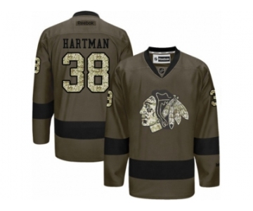 Youth Reebok Chicago Blackhawks #38 Ryan Hartman Authentic Green Salute to Service NHL Jersey