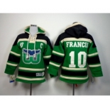 Youth nhl hartford whalers #10 francis black-green[pullover hooded sweatshirt][patch C]