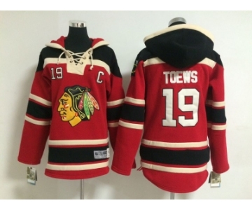 youth nhl chicago blackhawks #19 toews red-black[pullover hooded sweatshirt]