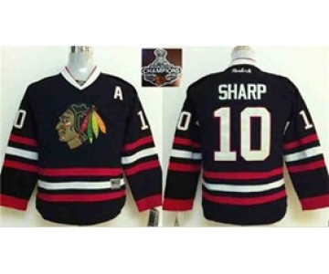 youth nhl jerseys chicago blackhawks #10 sharp black[2015 Stanley cup champions][patch A]