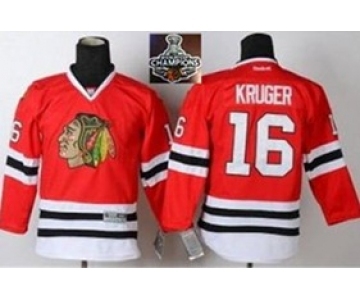 youth nhl jerseys chicago blackhawks #16 kruger red[2015 Stanley cup champions][kruger]