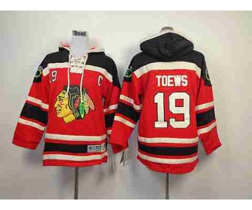 youth nhl jerseys chicago blackhawks #19 toews black-red[pullover hooded sweatshirt]