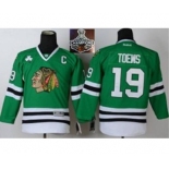 youth nhl jerseys chicago blackhawks #19 toews green[2015 Stanley cup champions][patch C]