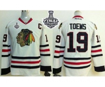 youth nhl jerseys chicago blackhawks #19 toews white[2015 stanley cup][patch C]