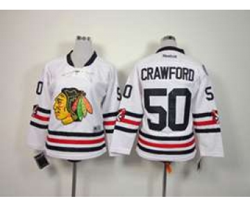 youth nhl jerseys chicago blackhawks #50 crawford white[2015 winter classic]