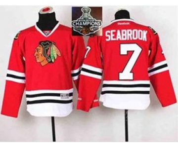 youth nhl jerseys chicago blackhawks #7 seabrook red[2015 Stanley cup champions]