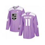 Men Adidas Los Angeles Kings #11 Anze Kopitar Purple Authentic Fights Cancer Stitched NHL Jersey