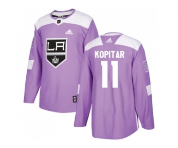 Men Adidas Los Angeles Kings #11 Anze Kopitar Purple Authentic Fights Cancer Stitched NHL Jersey