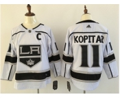 Men Adidas Los Angeles Kings #11 Anze Kopitar White Road Authentic Stitched NHL Jersey