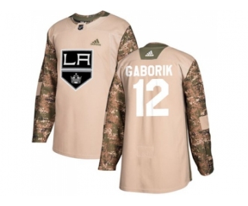 Men Adidas Los Angeles Kings #12 Marian Gaborik Camo Authentic 2017 Veterans Day Stitched NHL Jersey