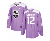 Men Adidas Los Angeles Kings #12 Marian Gaborik Purple Authentic Fights Cancer Stitched NHL Jersey