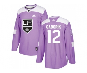 Men Adidas Los Angeles Kings #12 Marian Gaborik Purple Authentic Fights Cancer Stitched NHL Jersey