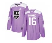 Men Adidas Los Angeles Kings #16 Marcel Dionne Purple Authentic Fights Cancer Stitched NHL Jersey