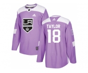 Men Adidas Los Angeles Kings #18 Dave Taylor Purple Authentic Fights Cancer Stitched NHL Jersey