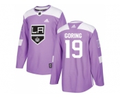 Men Adidas Los Angeles Kings #19 Butch Goring Purple Authentic Fights Cancer Stitched NHL Jersey