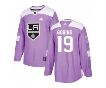 Men Adidas Los Angeles Kings #19 Butch Goring Purple Authentic Fights Cancer Stitched NHL Jersey