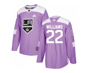 Men Adidas Los Angeles Kings #22 Tiger Williams Purple Authentic Fights Cancer Stitched NHL Jersey