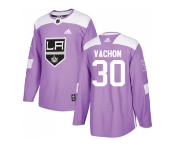 Men Adidas Los Angeles Kings #30 Rogie Vachon Purple Authentic Fights Cancer Stitched NHL Jersey