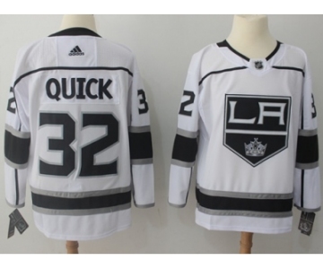 Men Adidas Los Angeles Kings #32 Jonathan Quick White Road Authentic Stitched NHL Jersey