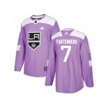 Men Adidas Los Angeles Kings #7 Oscar Fantenberg Purple Authentic Fights Cancer Stitched NHL Jersey