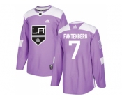 Men Adidas Los Angeles Kings #7 Oscar Fantenberg Purple Authentic Fights Cancer Stitched NHL Jersey