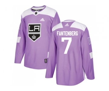 Men Adidas Los Angeles Kings #7 Oscar Fantenberg Purple Authentic Fights Cancer Stitched NHL Jersey