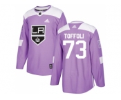 Men Adidas Los Angeles Kings #73 Tyler Toffoli Purple Authentic Fights Cancer Stitched NHL Jersey