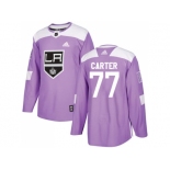 Men Adidas Los Angeles Kings #77 Jeff Carter Purple Authentic Fights Cancer Stitched NHL Jersey