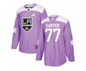 Men Adidas Los Angeles Kings #77 Jeff Carter Purple Authentic Fights Cancer Stitched NHL Jersey