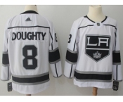 Men Adidas Los Angeles Kings #8 Drew Doughty White Road Authentic Stitched NHL Jersey