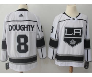 Men Adidas Los Angeles Kings #8 Drew Doughty White Road Authentic Stitched NHL Jersey