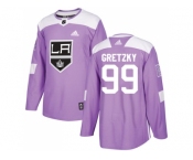 Men Adidas Los Angeles Kings #99 Wayne Gretzky Purple Authentic Fights Cancer Stitched NHL Jersey