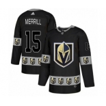 Men's Adidas Vegas Golden Knights #15 Jon Merrill Authentic Black Team Logo Fashion NHL Jersey