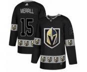 Men's Adidas Vegas Golden Knights #15 Jon Merrill Authentic Black Team Logo Fashion NHL Jersey