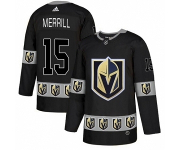 Men's Adidas Vegas Golden Knights #15 Jon Merrill Authentic Black Team Logo Fashion NHL Jersey