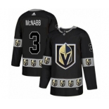 Men's Adidas Vegas Golden Knights #3 Brayden McNabb Authentic Black Team Logo Fashion NHL Jersey