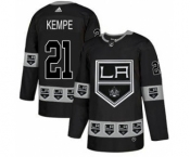 Men's Kings #21 Mario Kempe Black Authentic Team Logo Fashion Stitched Hockey Jersey