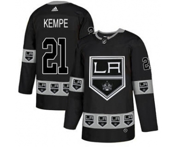 Men's Kings #21 Mario Kempe Black Authentic Team Logo Fashion Stitched Hockey Jersey