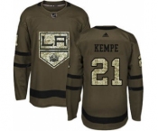 Men's Kings #21 Mario Kempe Green Salute to Service Stitched Hockey Jersey